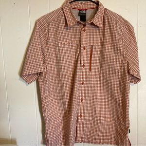 The North Face Shirt Outdoors Orange Plaid Short Sleeve Button Up Hiking Sz:L/G